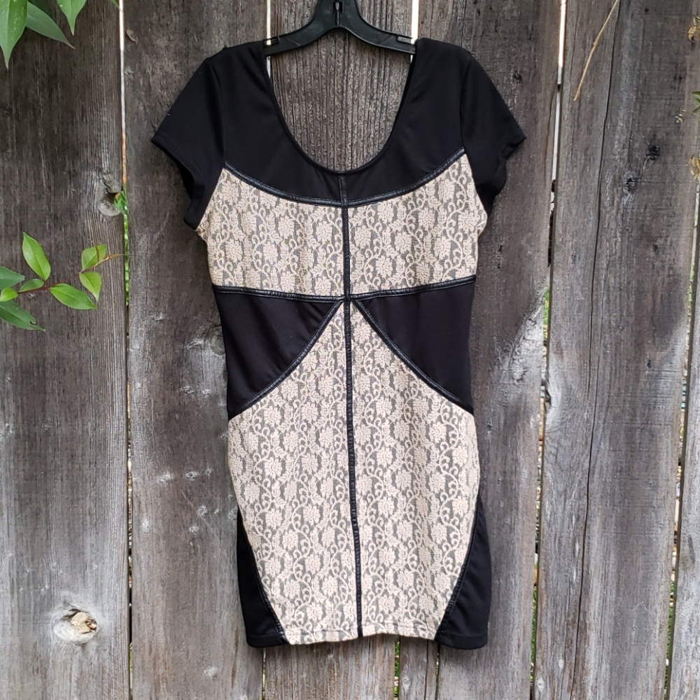 Black and Lace Panel Dress